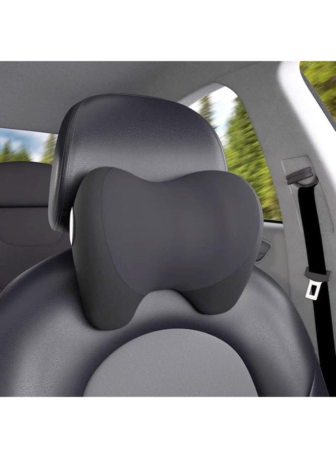 وسادة رأس السيارة من فوم الذاكرة 100% سوبر كوزي - تصميم إرثودنتيك مع حزام قابل للتعديل وغطاء قابل للإزالة مسامي لوسادة الرقبة/الظهر أثناء السفر لتخفيف الألم (أسود، عبوة واحدة) - Image 1